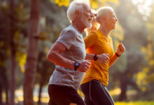 old couple running