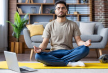 man doing yoga