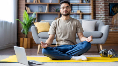 man doing yoga