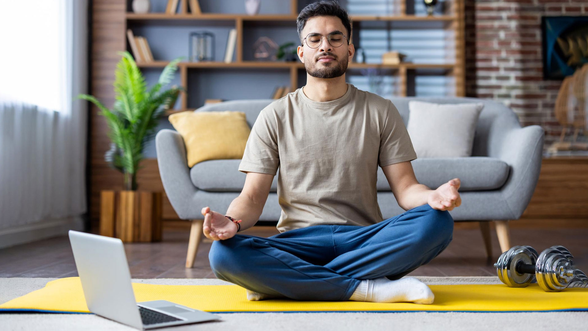 man doing yoga