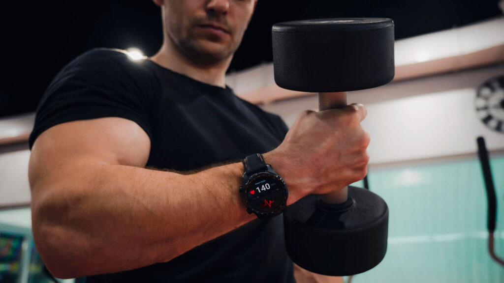 man wearing fitness smart watch